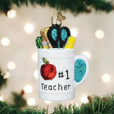 Best Teacher Mug Ornament Old World Christmas 3 Best Teacher Mug Ornament Old World Christmas
