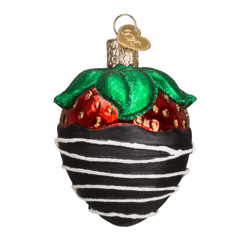 Old World Christmas Blown Glass Chocolate Dipped Strawberry Ornament 4 Old World Christmas Blown Glass Chocolate Dipped Strawberry Ornament - Image 2