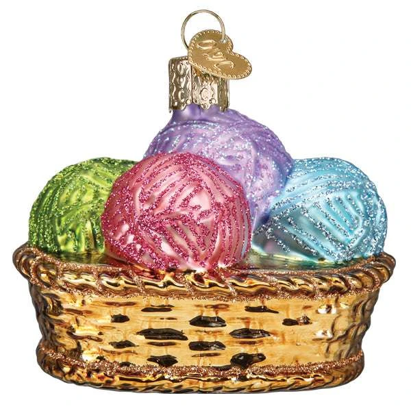 Basket Of Yarn Ornament Old World Christmas 4 Basket Of Yarn Ornament Old World Christmas - Image 2