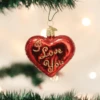 Old World Christmas Blown Glass I Love You Heart Ornament 1 Old World Christmas Blown Glass I Love You Heart Ornament -Glitter Shop image 186