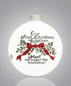 Meet Me Under The Mistletoe Our First Christmas Glass Ornament