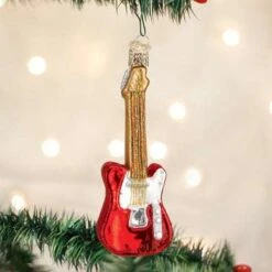 Red Electric Guitar Ornament Old World Christmas