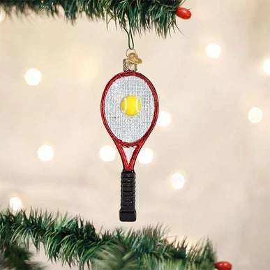 Red Tennis Racquet Ornament Old World Christmas 3 Red Tennis Racquet Ornament Old World Christmas
