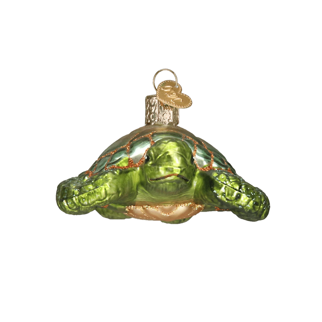 Old World Christmas Blown Glass Green Sea Turtle Ornament 4 Old World Christmas Blown Glass Green Sea Turtle Ornament - Image 2