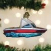 Old World Christmas Blown Glass Ski Boat Ornament -Glitter Shop image 290
