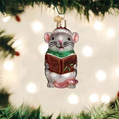 Grey Caroling Mouse Ornament Old World Christmas 3 Grey Caroling Mouse Ornament Old World Christmas