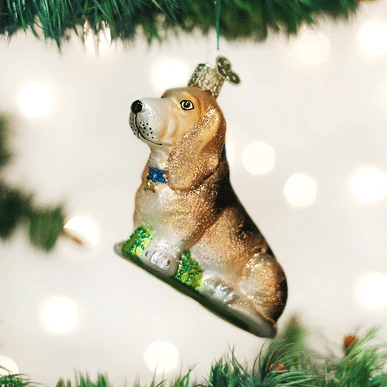 Old World Christmas Blown Glass Basset Hound Ornament 3 Old World Christmas Blown Glass Basset Hound Ornament