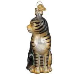 Old World Christmas Blown Glass Tabby Cat Ornament -Glitter Shop image 320 1