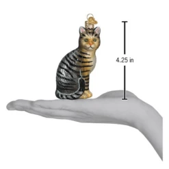 Old World Christmas Blown Glass Tabby Cat Ornament -Glitter Shop image 321 2