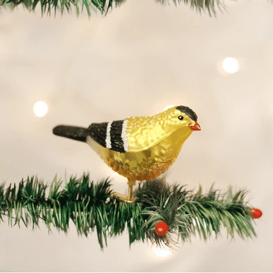 Old World Christmas Blown Glass American Goldfinch Ornament 3 Old World Christmas Blown Glass American Goldfinch Ornament
