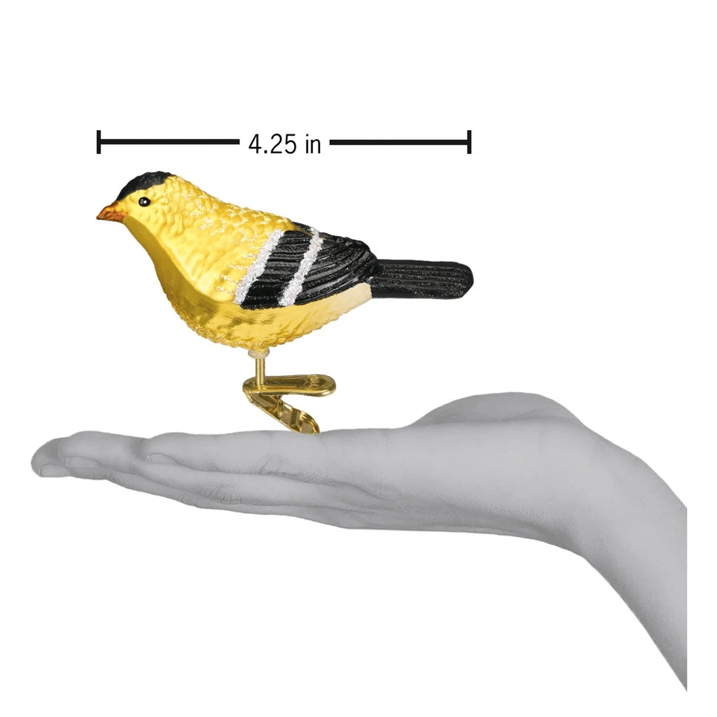 Old World Christmas Blown Glass American Goldfinch Ornament 4 Old World Christmas Blown Glass American Goldfinch Ornament - Image 2