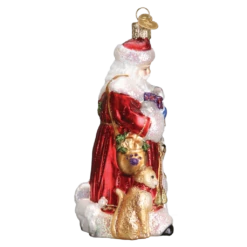 Old World Christmas Blown Glass Santa's Furry Friends Ornament -Glitter Shop image 405 1