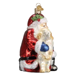 Old World Christmas Blown Glass Santa's Puppy Love Ornament -Glitter Shop image 408 1