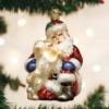 Old World Christmas Blown Glass Santa's Puppy Love Ornament -Glitter Shop image 412 1
