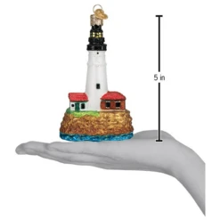 Old World Christmas Blown Glass Portland Head Lighthouse Ornament -Glitter Shop image 420