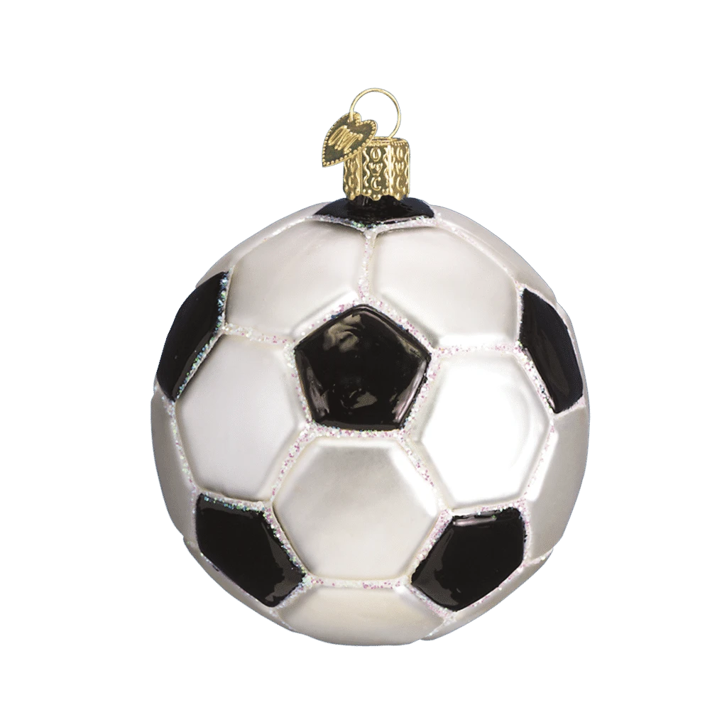 Old World Christmas Blown Glass Soccer Ball Ornament 4 Old World Christmas Blown Glass Soccer Ball Ornament - Image 2