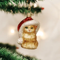 Santa's Kitten Ornament Old World Christmas