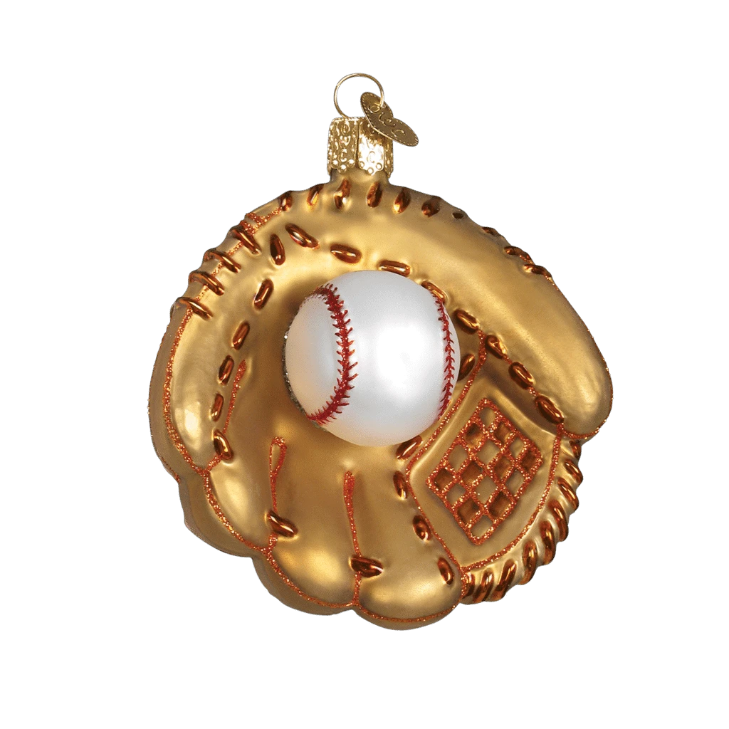 Baseball Mitt Ornament Old World Christmas 4 Baseball Mitt Ornament Old World Christmas - Image 2
