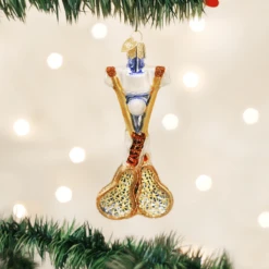 Old World Christmas Blown Glass Lacrosse Set Ornament