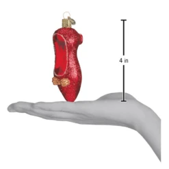 Old World Christmas Blown Glass Red Slipper Ornament -Glitter Shop image 484 1