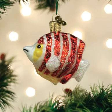 Peppermint Angelfish Ornament Old World Christmas 3 Peppermint Angelfish Ornament Old World Christmas