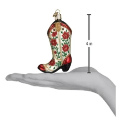 Old World Christmas Blown Glass Christmas Cowgirl Boot Ornament -Glitter Shop image 506 1