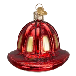 Old World Christmas Blown Glass Fireman's Helmet Ornament -Glitter Shop image 529 1