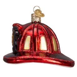 Old World Christmas Blown Glass Fireman's Helmet Ornament -Glitter Shop image 530 1