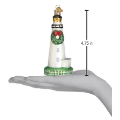 Old World Christmas Blown Glass Ocracoke Lighthouse Ornament -Glitter Shop image 54 5