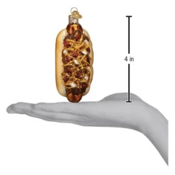 Old World Christmas Blown Glass Chili Cheese Dog Ornament -Glitter Shop image 587