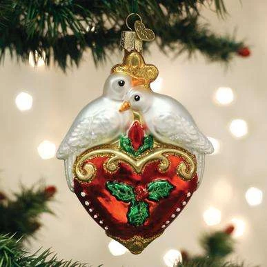 Old World Christmas Blown Glass Two Turtle Doves Ornament 3 Old World Christmas Blown Glass Two Turtle Doves Ornament