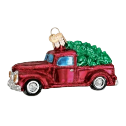 Old World Christmas Blown Glass Old Truck With Tree Ornament -Glitter Shop image 600