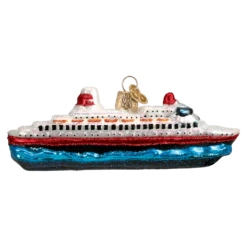 Old World Christmas Blown Glass Cruise Ship Ornament -Glitter Shop image 602