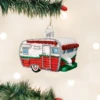 Old World Christmas Blown Glass Travel Trailer Ornament -Glitter Shop image 613