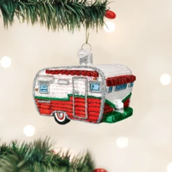 Old World Christmas Blown Glass Travel Trailer Ornament