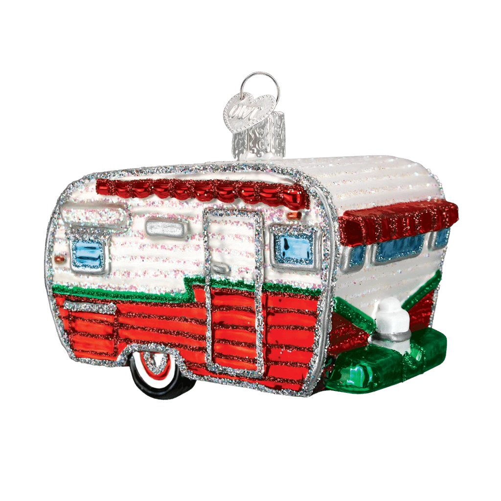 Old World Christmas Blown Glass Travel Trailer Ornament 4 Old World Christmas Blown Glass Travel Trailer Ornament - Image 2