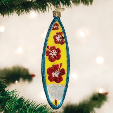 Old World Christmas Blown Glass Surfboard Ornament 3 Old World Christmas Blown Glass Surfboard Ornament