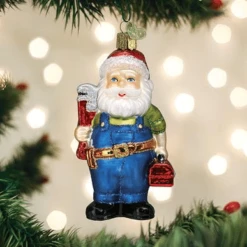 Old World Christmas Blown Glass Handyman Santa Ornament