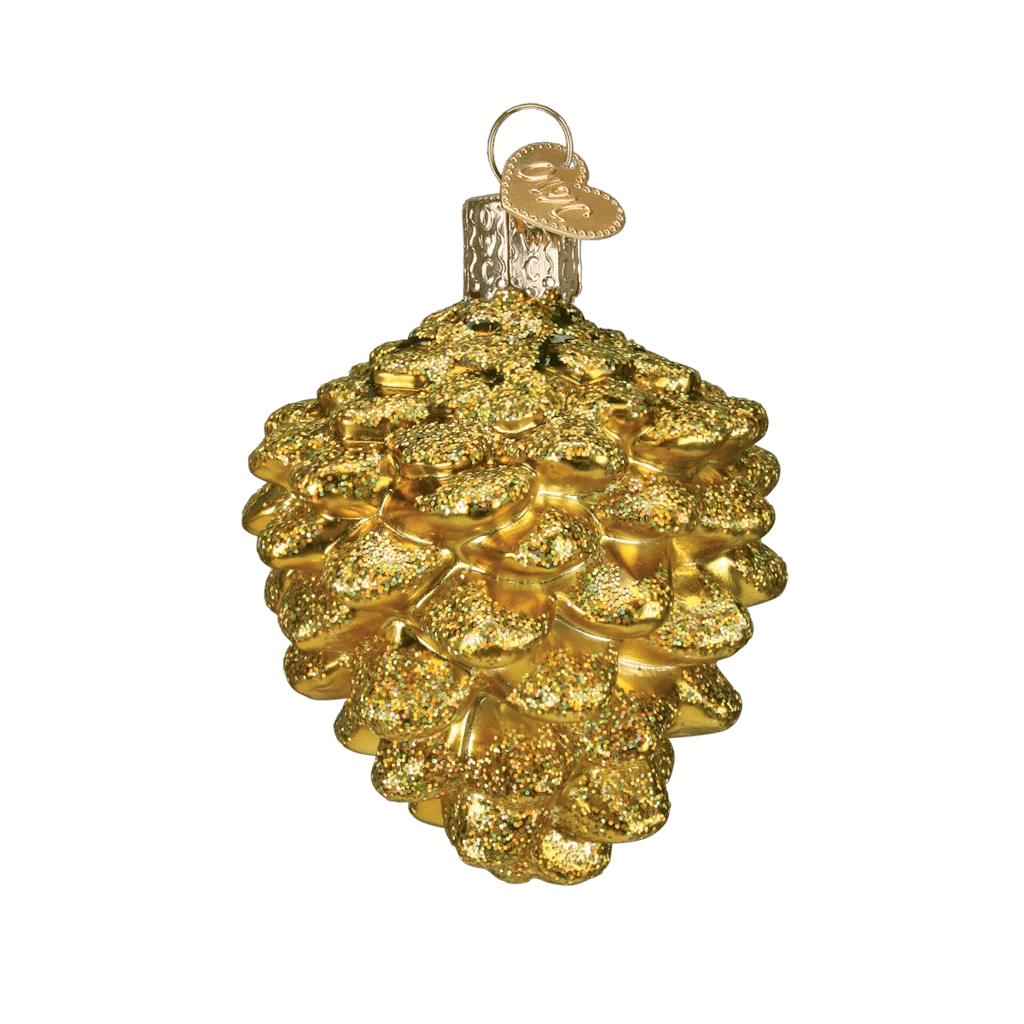 Old World Christmas Blown Glass Mini Gold Pine Cone Ornament 4 Old World Christmas Blown Glass Mini Gold Pine Cone Ornament - Image 2