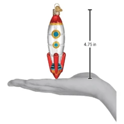 Old World Christmas Blown Glass Toy Rocket Ship Ornament -Glitter Shop image 701