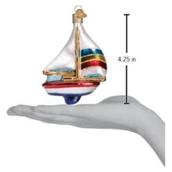 Old World Christmas Blown Glass Sailboat Ornament -Glitter Shop image 746 1