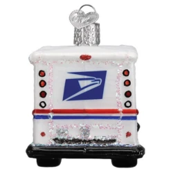 Old World Christmas Blown Glass USPS Mail Truck Ornament -Glitter Shop image 753