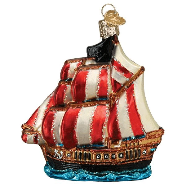 Old World Christmas Blown Glass Pirate Ship Ornament 4 Old World Christmas Blown Glass Pirate Ship Ornament - Image 2