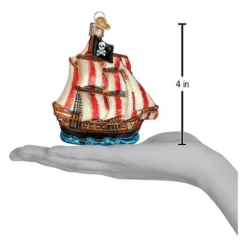 Old World Christmas Blown Glass Pirate Ship Ornament 9 Old World Christmas Blown Glass Pirate Ship Ornament -Glitter Shop image 762