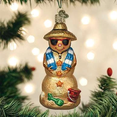 Old World Christmas Blown Glass Sand Snowman Ornament 3 Old World Christmas Blown Glass Sand Snowman Ornament