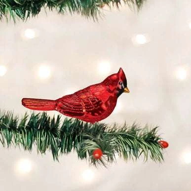 Shiny Red Northern Cardinal Ornament Old World Christmas 3 Shiny Red Northern Cardinal Ornament Old World Christmas