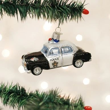 Old World Christmas Blown Glass Police Car Ornament 3 Old World Christmas Blown Glass Police Car Ornament