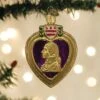 Old World Christmas Blown Glass Purple Heart Ornament -Glitter Shop image 98 1